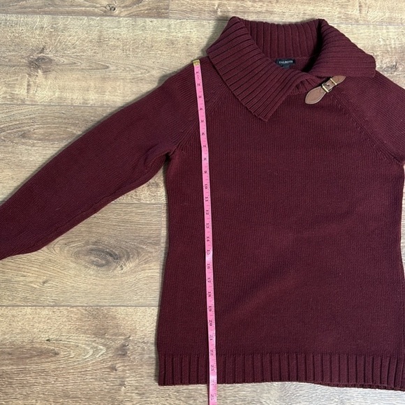 Talbots Womens Burgundy Split Turtleneck Toggle Pullover Sweater Cotton Knit S - Picture 5 of 7